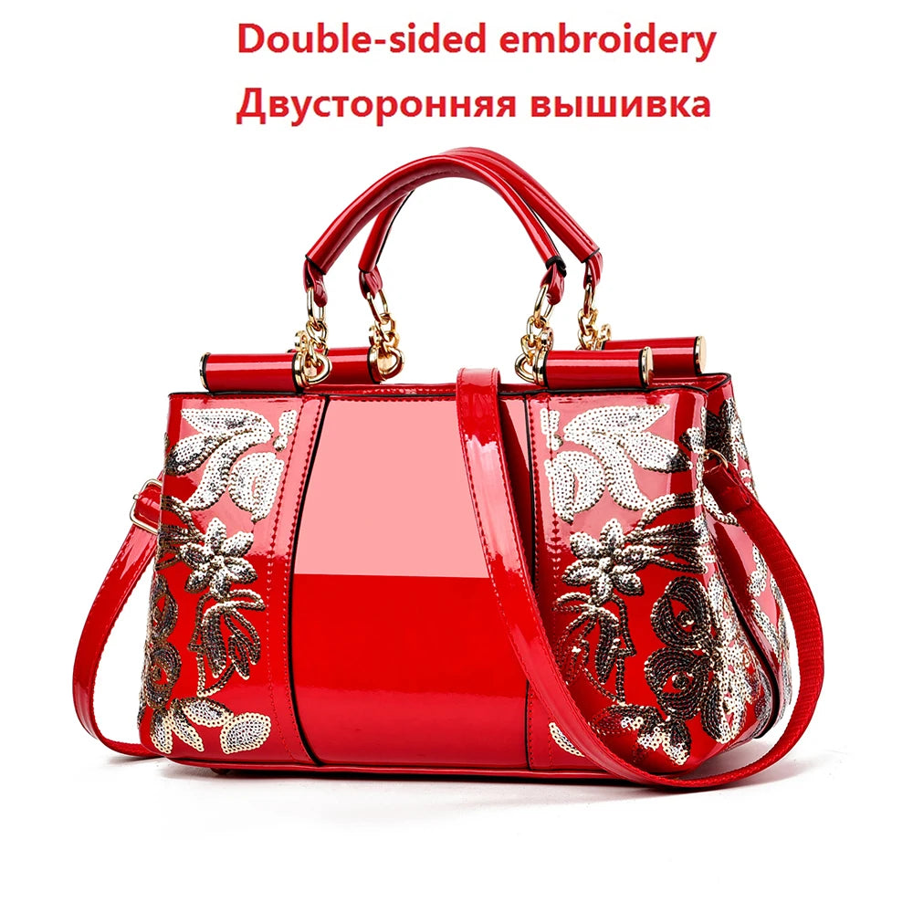 Women's Shiny Patent Leather Shoulder Messenger Bag