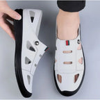 Men's Casual Hollow Leather Sandals Summer Breathable Shoes