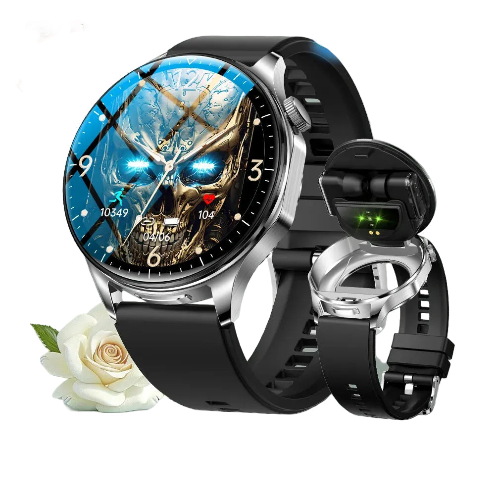 Two-in-One Smartwatch with Built-In Wireless TWS Earbuds 1.43 Inch Screen
