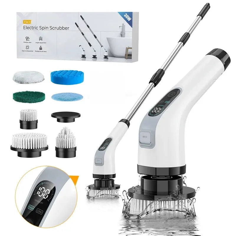 Cordless Electric Spin Scrubber with Extension Handle A11