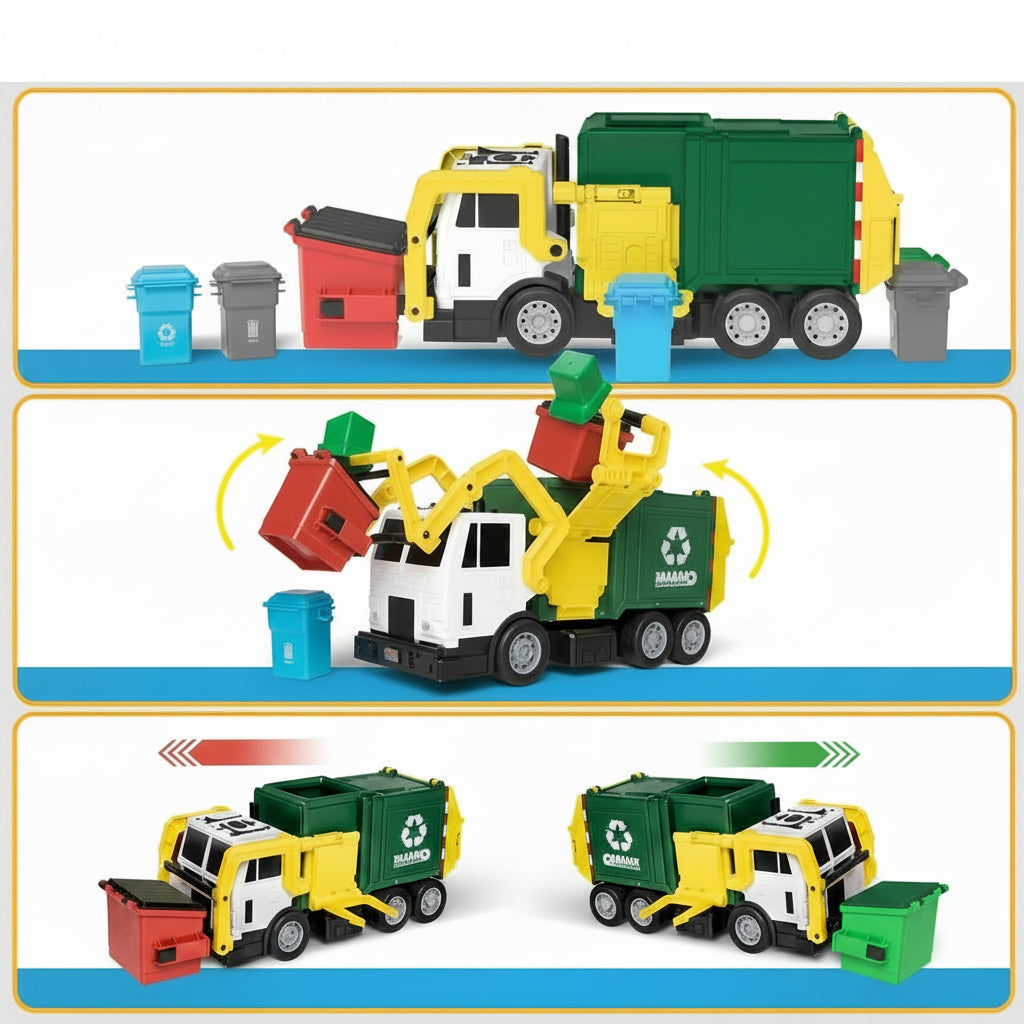 Kids Friction Powered Large Garbage Truck Toy Set