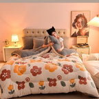 Thick Warm Velvet Quilt Blanket and Soft Lambswool Throw