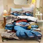 Smurfs Cartoon Duvet Cover and Polyester Bedding Set