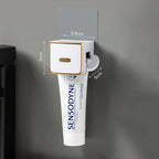 Wall Mount Automatic Toothpaste Dispenser with Magnetic Toothbrush Holder