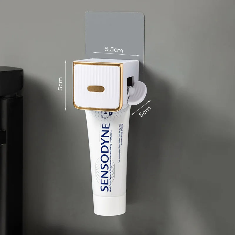 Wall Mount Automatic Toothpaste Dispenser with Magnetic Toothbrush Holder