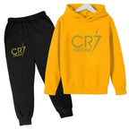 Kids' Ronaldo CR7 Print Hoodie Sweatshirt Pants Two-Piece Set