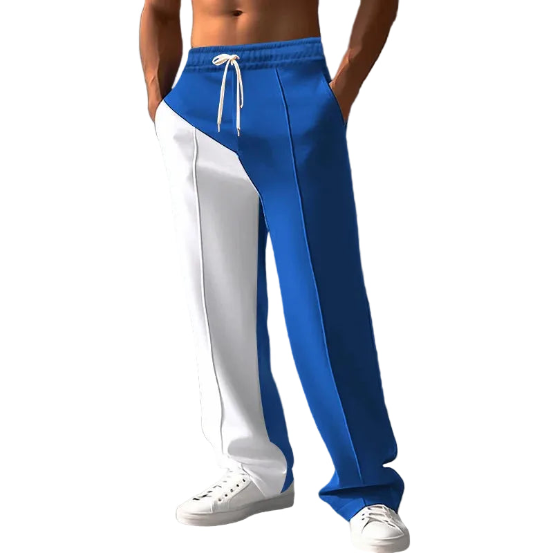 Men's Casual Color Block Elastic Straight Leg Jogger Pants