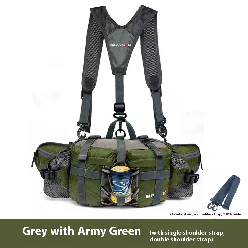 Waterproof Hiking Waist Bag with Reflective Strip and 1.3-Gallon Capacity