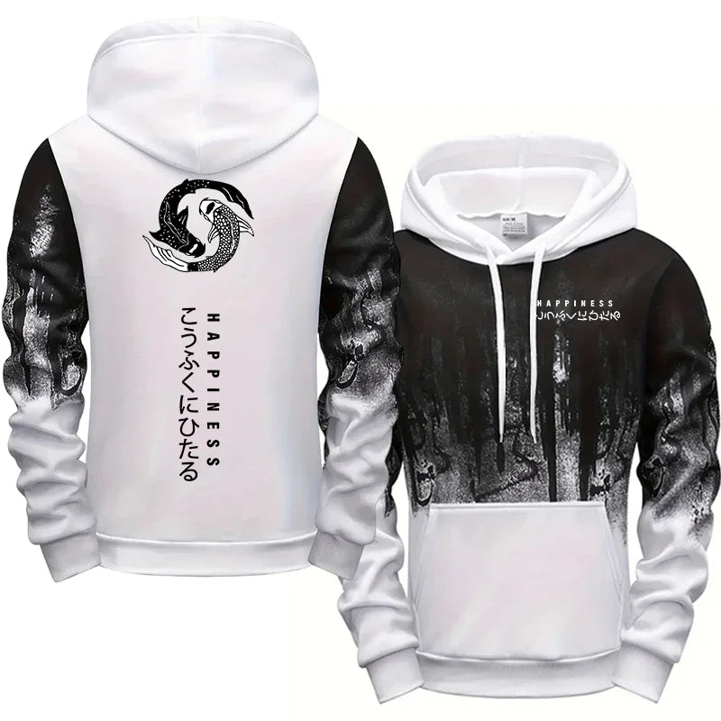 Men's Casual Print Hoodie and Sweatpants Two Piece Tracksuit Set