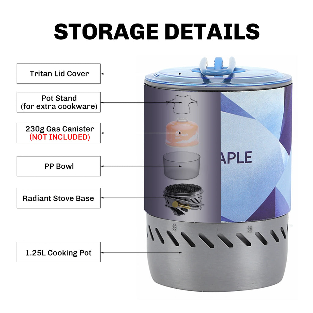 Windproof Radiant Camping Stove System with Pressure-Regulator Valve