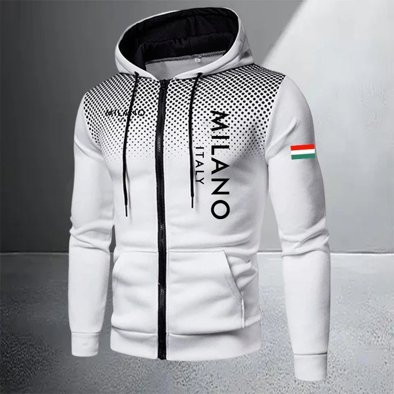 Men's Casual Zip Hooded Sweatshirt and Drawstring Pants Set