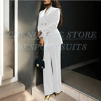 Women's Double Breasted Velvet Blazer Pants Suit
