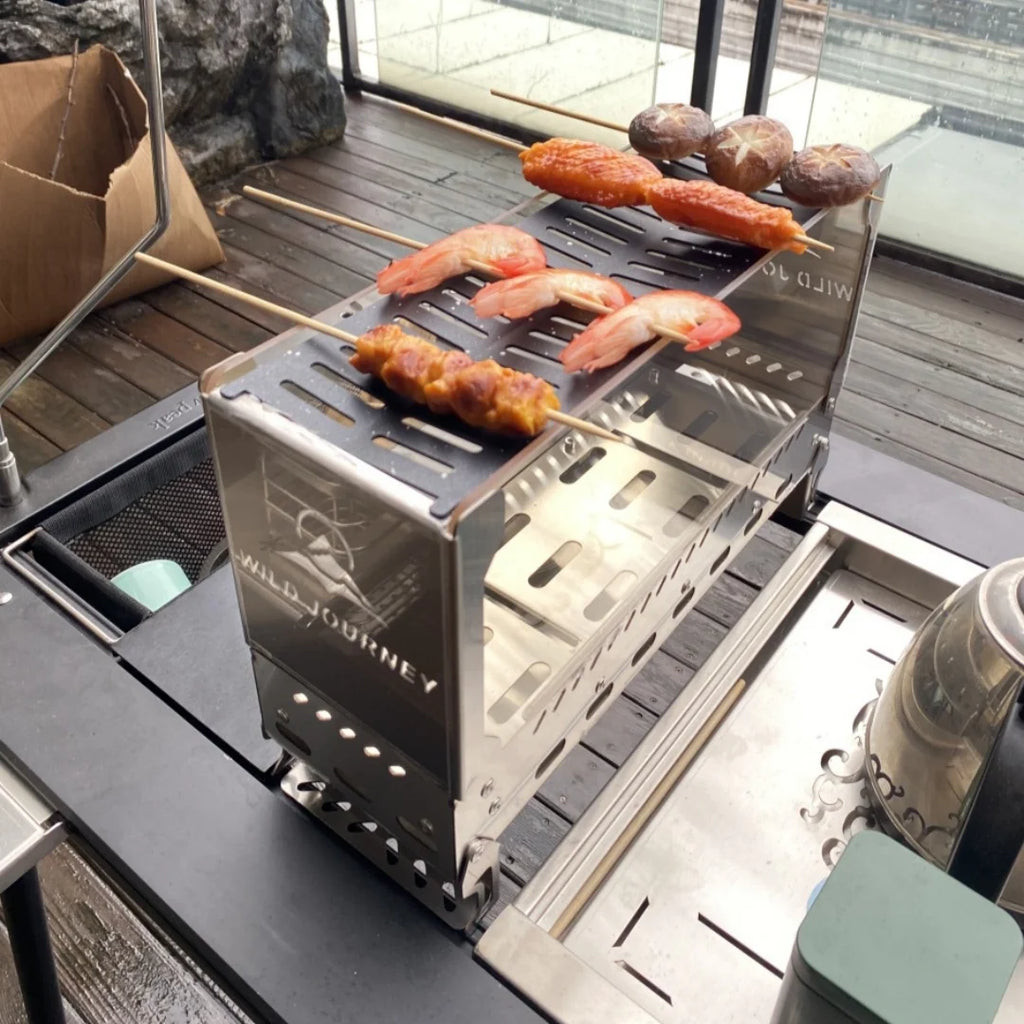 Folding Camping Bonfire Stove with Glass Viewing Window