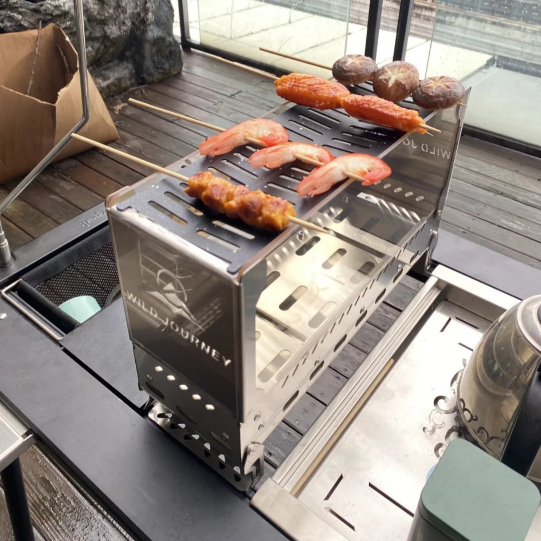 Folding Camping Bonfire Stove with Glass Viewing Window