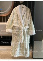 Warm Flannel Long Kimono Robe and Winter Loungewear