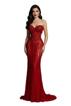 Women's Sexy Strapless Mesh Diamond Maxi Dress