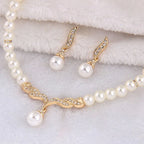 Women's Fashion Elegant Bridal Pearl Necklace and Earrings Jewelry Set