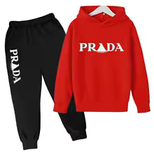 Kids' Pattern Hooded Sweatshirt Pants Two-Piece Set