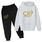 Kids' Ronaldo CR7 Print Hoodie Sweatshirt Pants Two-Piece Set