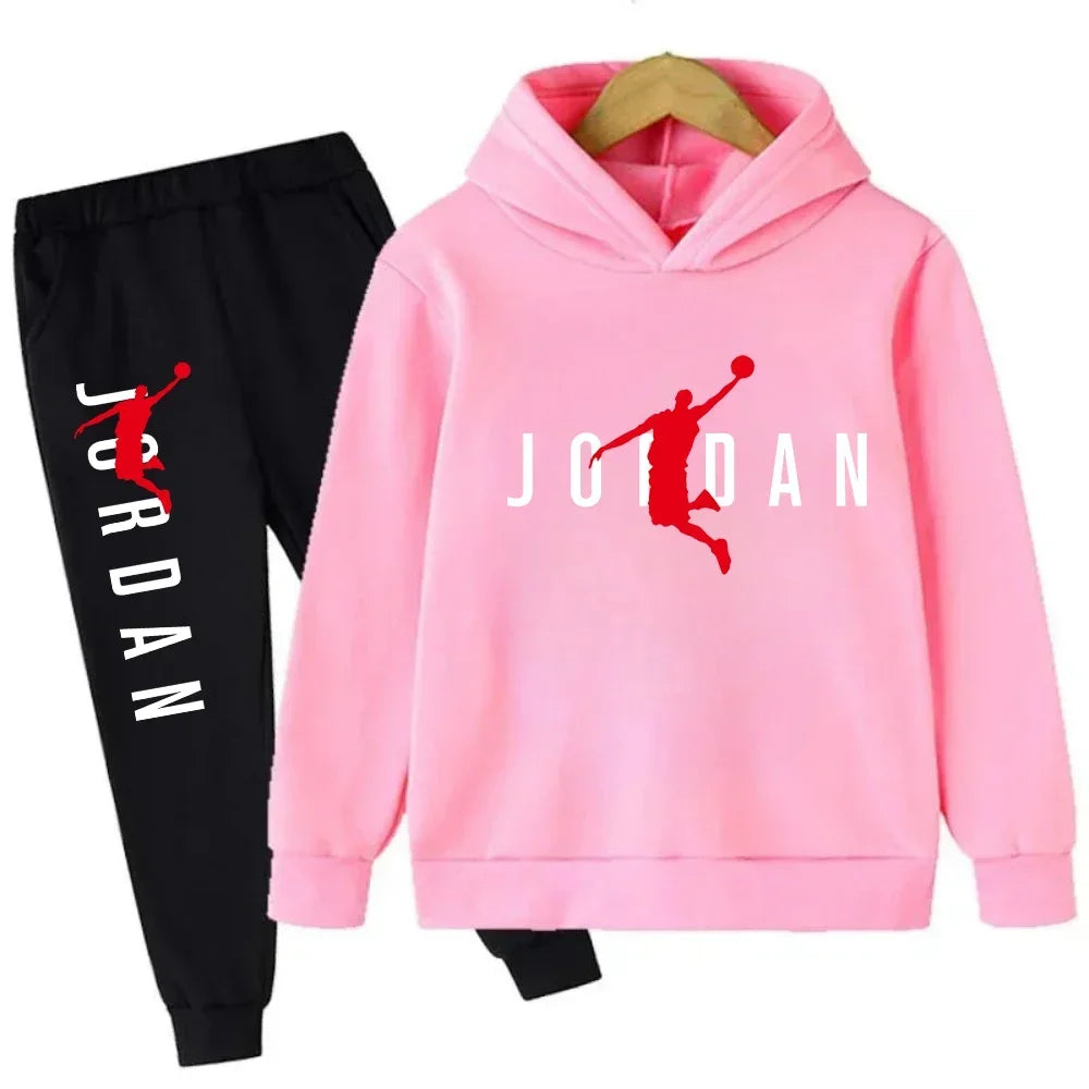 Kids' Slam Dunk Pattern Hoodie Pants Two-Piece Set