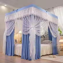 Princess Palace Style Blackout Mosquito Net Bed Canopy with Triple Doors