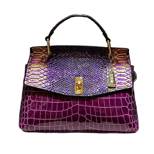 Women's Crocodile Pattern Cowhide Leather Shoulder Crossbody Bag