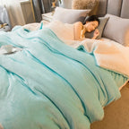 Thick Warm Flannel Quilt and Lamb Fleece Duvet Blanket