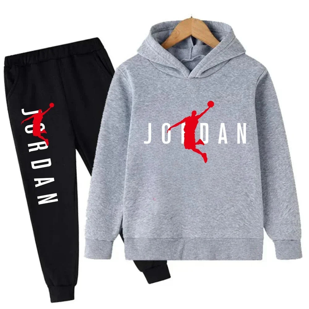 Kids' Slam Dunk Pattern Hoodie Pants Two-Piece Set