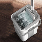 Wet and Dry Mop Set, Flat Mop with Built-in Scraper and Bucket, Suitable for Kitchen, Bathroom, Bedroom, and Living Room Floors