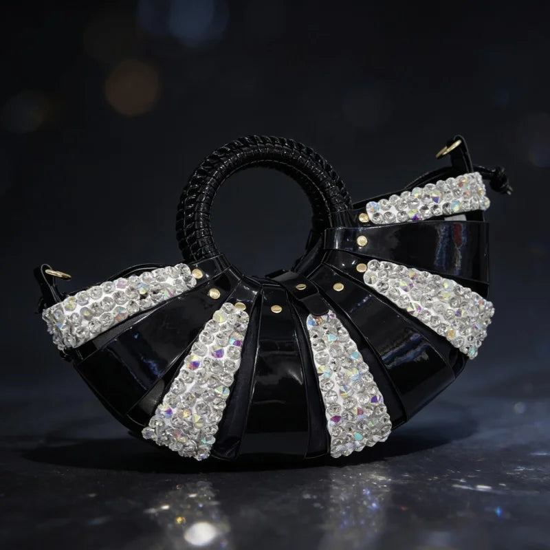 Women's Diamond Studded Hollow Out Shell Evening Clutch Bag ZZ00449