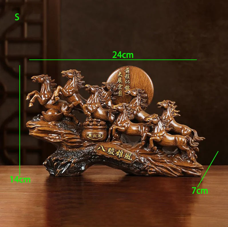 Eight Horses Resin Ornament and Feng Shui Desktop Figurine