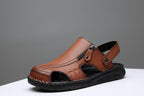 Men's Leather Closed-Toe Sandals Comfortable Summer Outdoor Casual Shoes
