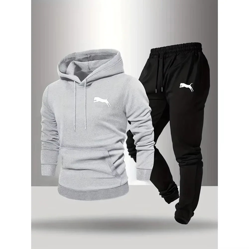 Men's Casual Hoodie and Sweatpants Two Piece Tracksuit Set