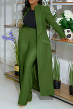 Women's Longline Blazer Wide Leg Pants Set