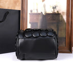 Women's Retro Button Leather Tube Bucket Shoulder Crossbody Bag