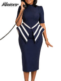 Women's Elegant Peplum Midi Pencil Dress