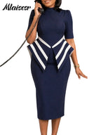 Women's Elegant Peplum Midi Pencil Dress