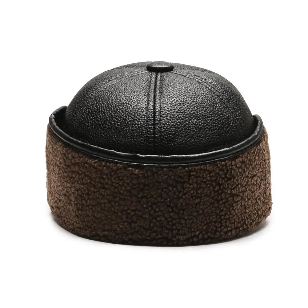 Unisex Winter PU Leather Thermal Earmuff Flat Cap