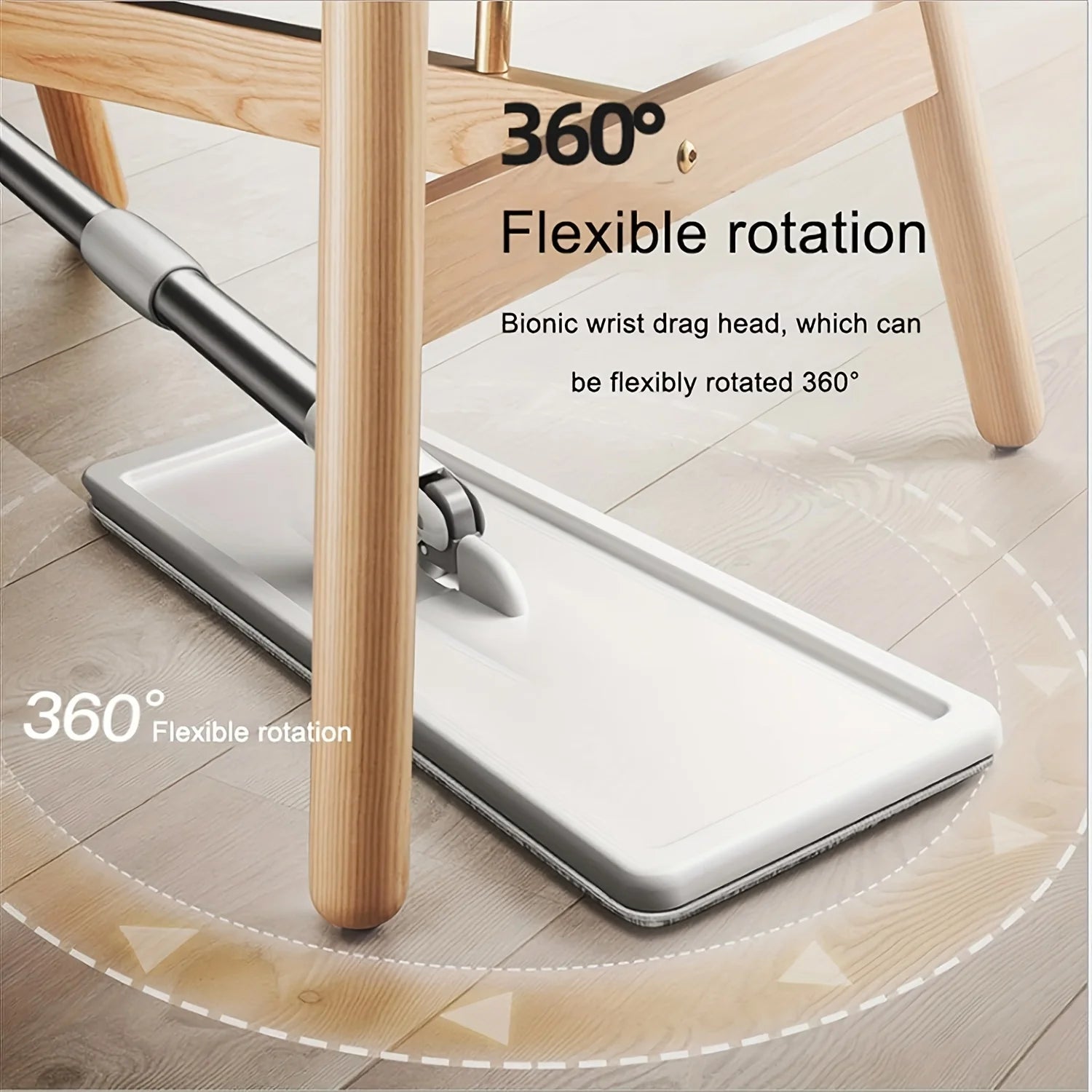 Wet and Dry Mop Set, Flat Mop with Built-in Scraper and Bucket, Suitable for Kitchen, Bathroom, Bedroom, and Living Room Floors
