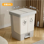 Double Compartment Pedal Trash Can with Lid and Sorting Bins
