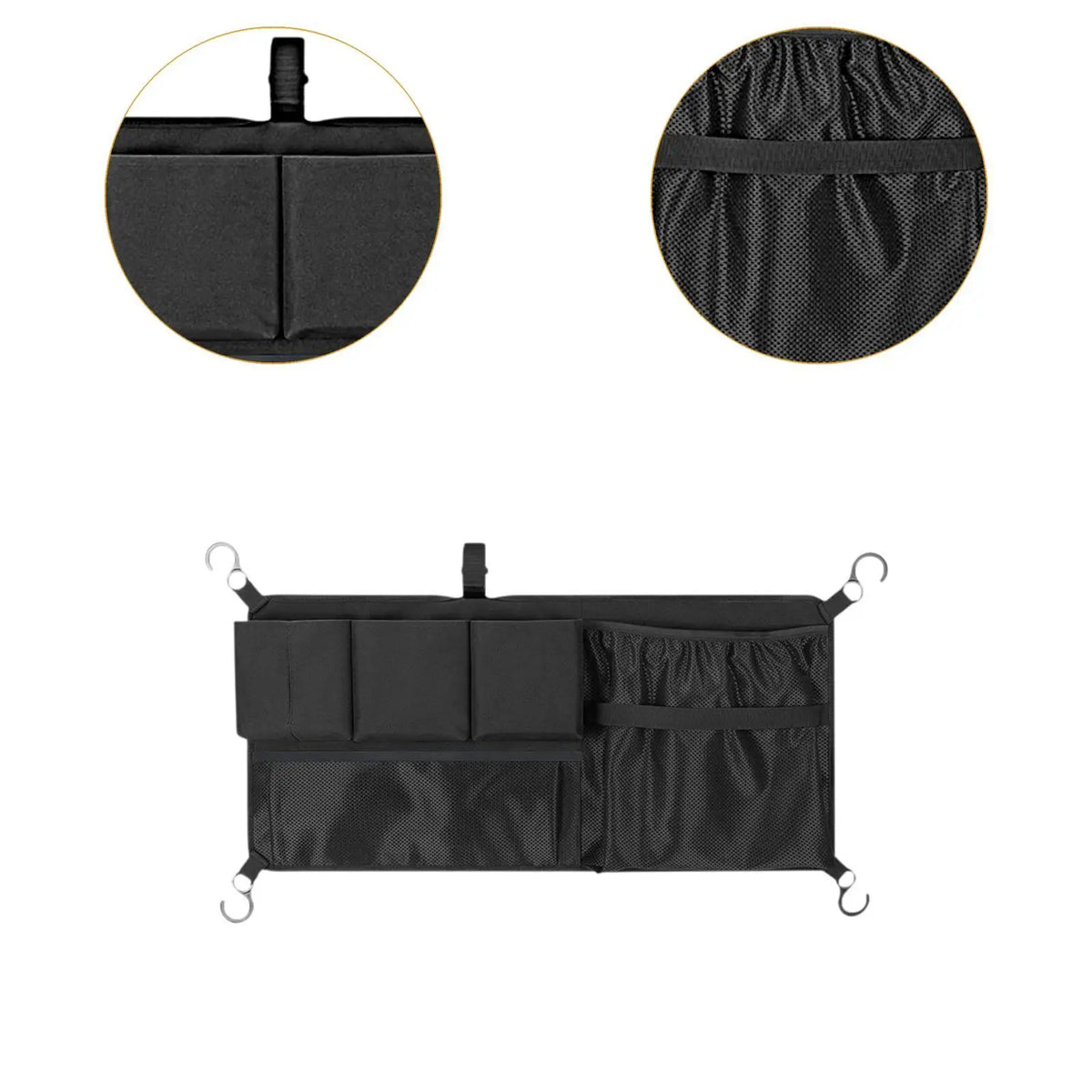 Foldable Wagon Side Storage Bag with Multi-Pocket Mesh Organizer