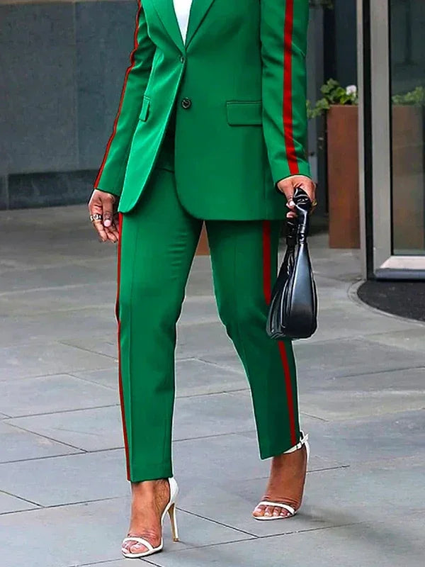 Women's Side Stripe High Waist Ankle Pants Suit Separates