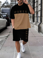 Men's Casual Graffiti Print T-Shirt and Shorts Two Piece Set