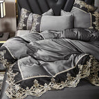 European Ice Rayon Duvet Cover and Silky Bedding Set