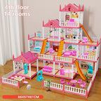 Kids' 3D DIY Princess Castle Dollhouse with Furniture Accessories