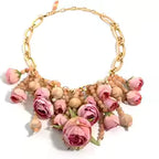 Women's Fashion Statement Three-Dimensional Rose Cluster Beads Necklace