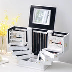 Large Wooden Jewelry Box and Velvet Organizer for Women