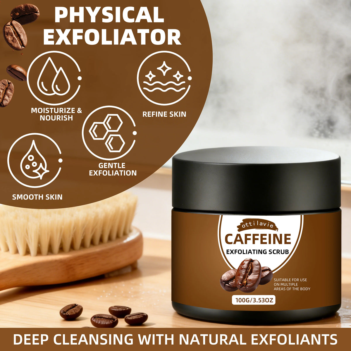 Caffeine Exfoliating Scrub and Gentle Deep Cleansing Body Cream