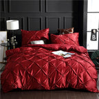Chiffon Pinched Flower Duvet Cover and Soft Bedding Set