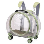 Portable Breathable Transparent Rolling Pet Travel Backpack